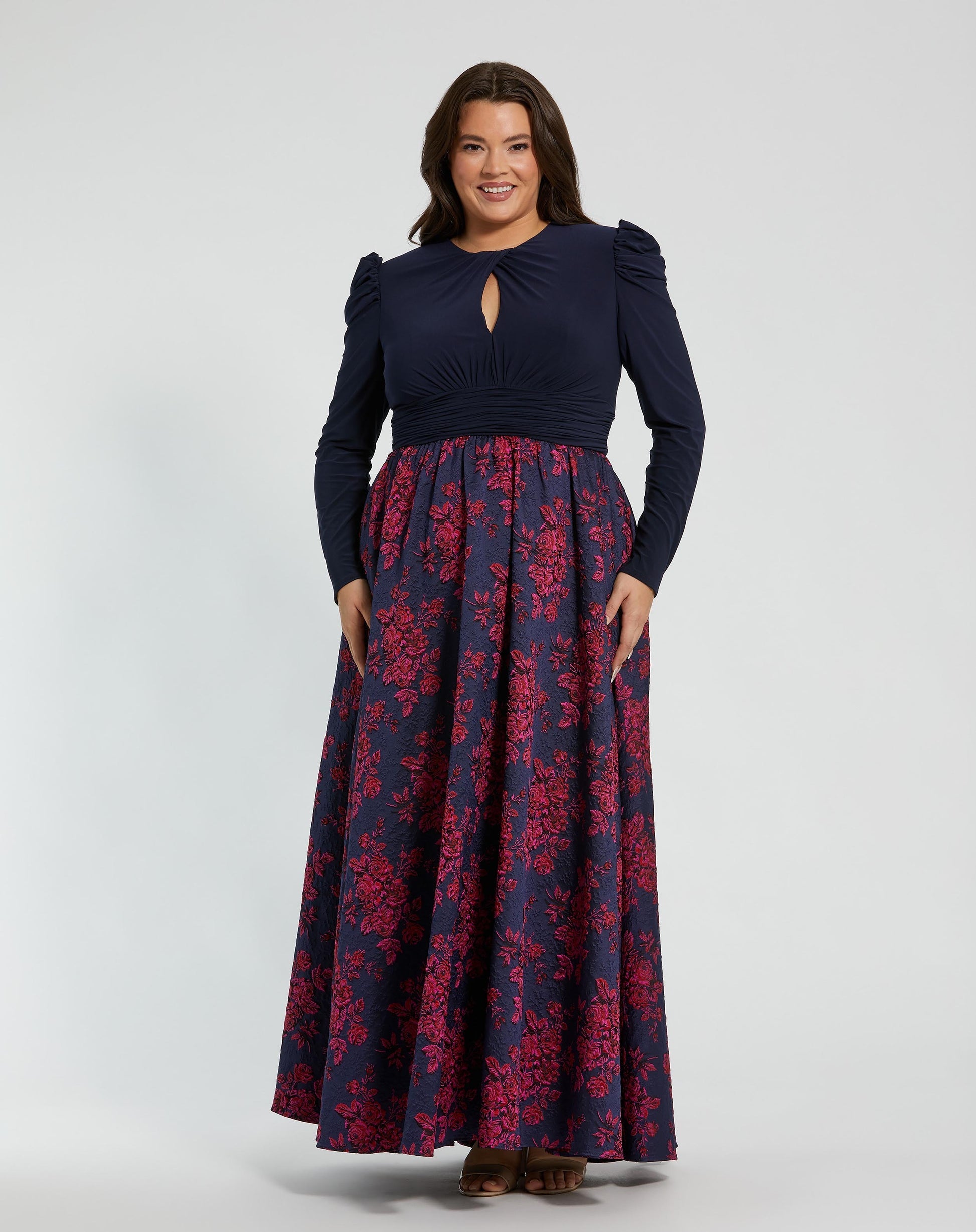Plus Size Dresses Pleated Long Plus Size Formal Dress Midnight