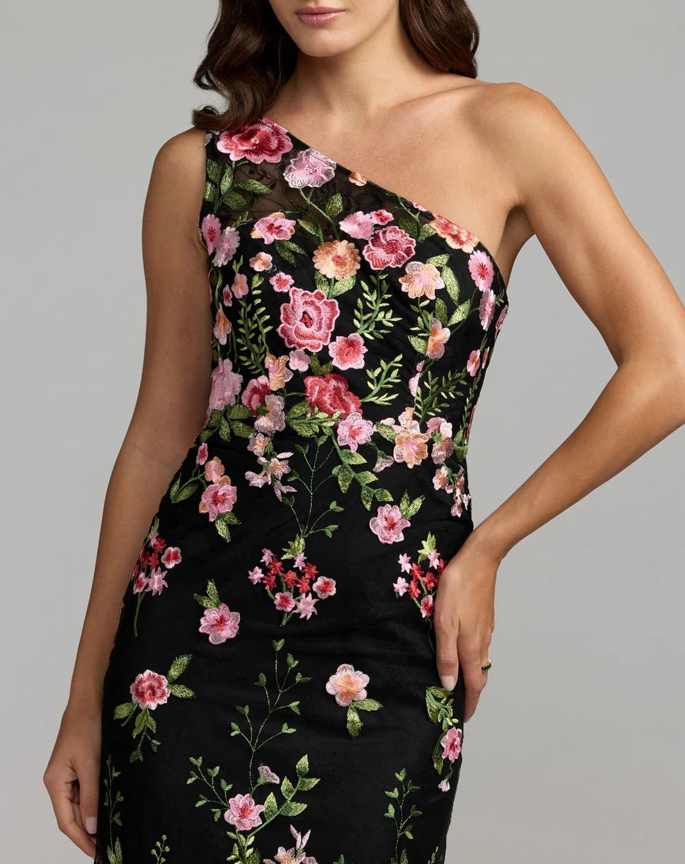Formal Dresses Long Fitted Floral Prom Formal Dress Black Multi