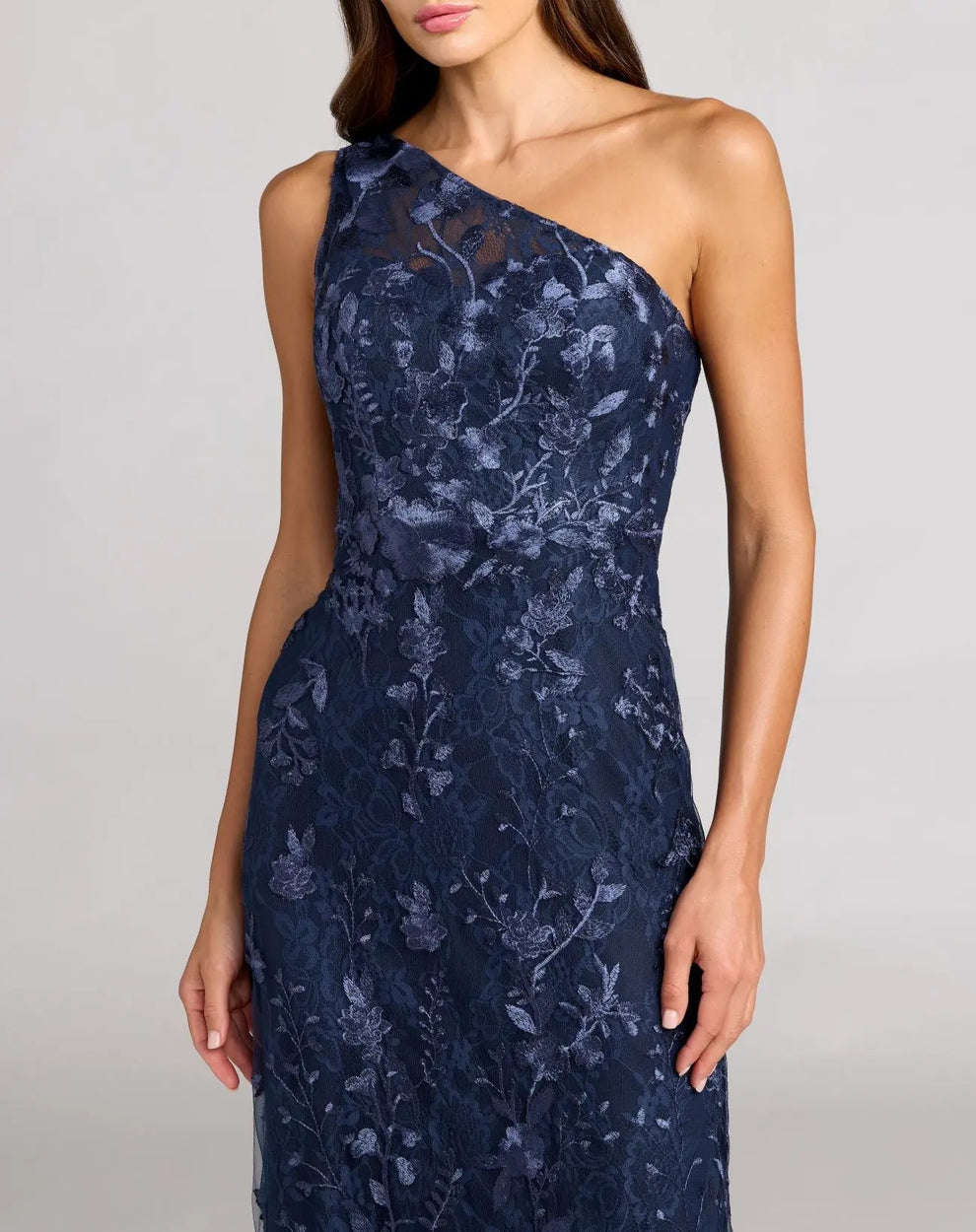 Formal Dresses Floral Long Lace Applique Formal Dress Mac Duggal 9968606 Midnight Multi