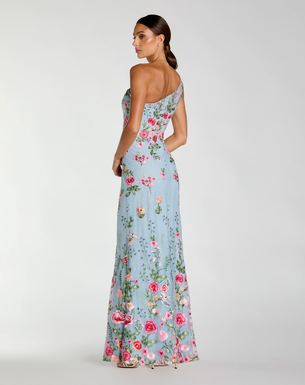 Formal Dresses Floral Long Lace Applique Formal Dress Mac Duggal 9968606 Powder Blue Multi