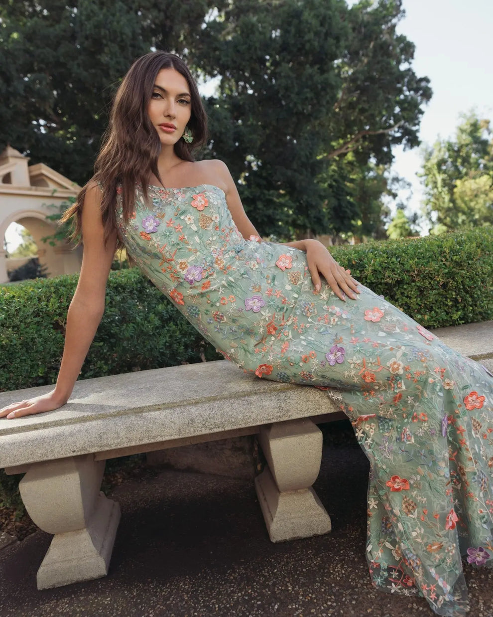 Formal Dresses Floral Long Lace Applique Formal Dress Mac Duggal 9968606 Sage Multi