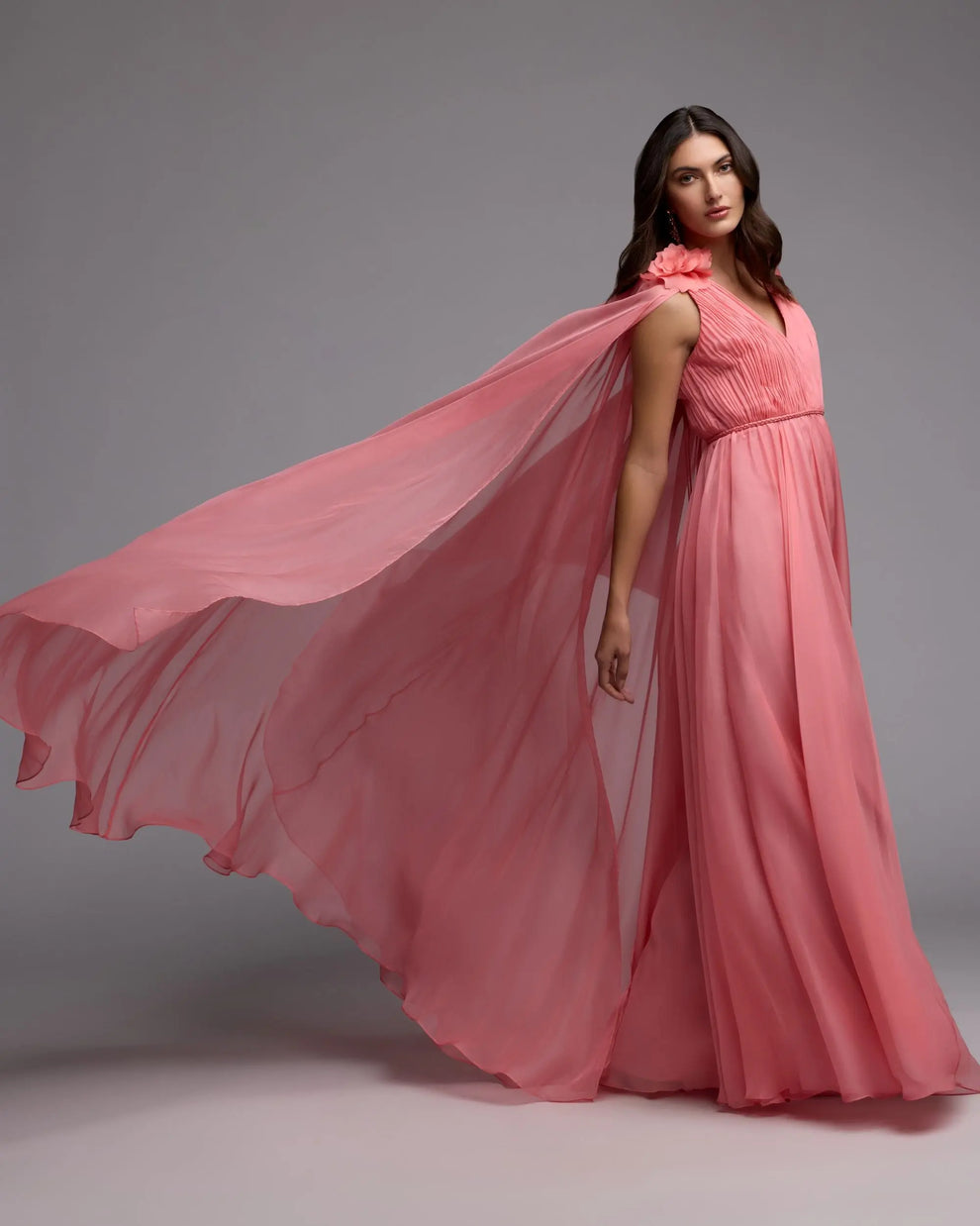 V-Neck Floor-Length Chiffon Formal A-Line Gown Mac Duggal 68768