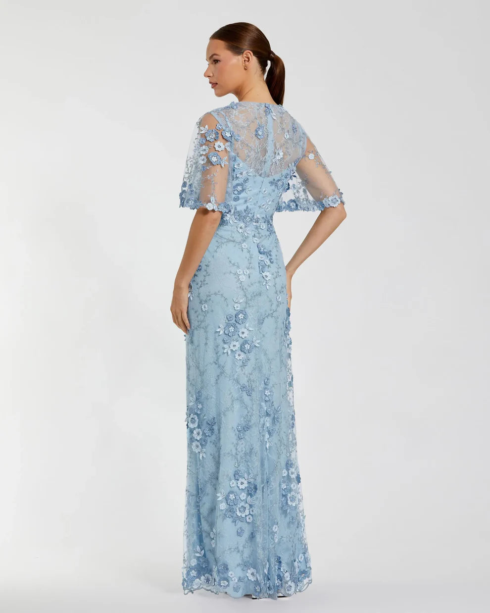Formal Dresses Long Formal Floral Applique Evening Dress French Blue