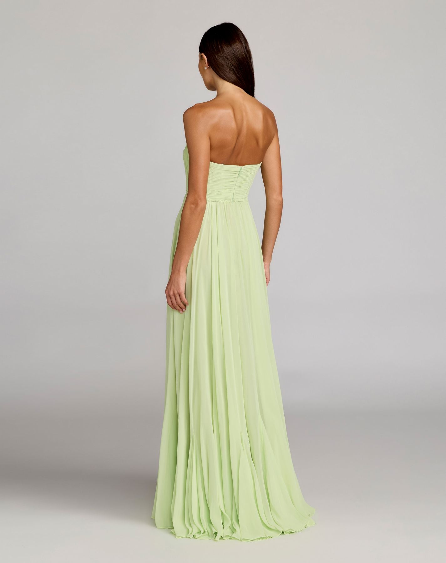 Prom Dresses Long Formal Prom Dress - Pleated A Line - Mac Duggal 68847Mint-Chiffon-68847-Pleated