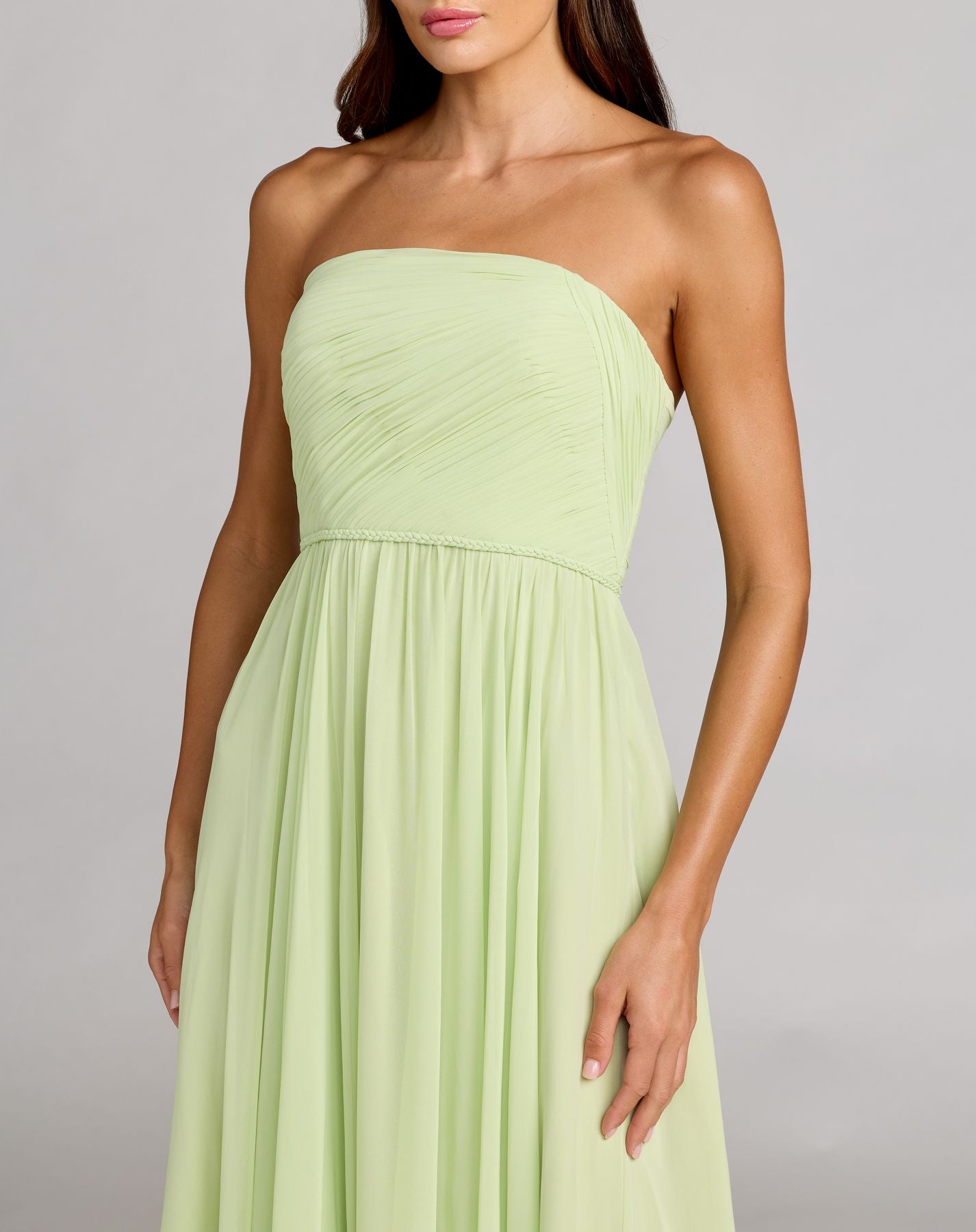 Prom Dresses Long Formal Prom Dress - Pleated A Line - Mac Duggal 68847Mint-Chiffon-68847-Pleated
