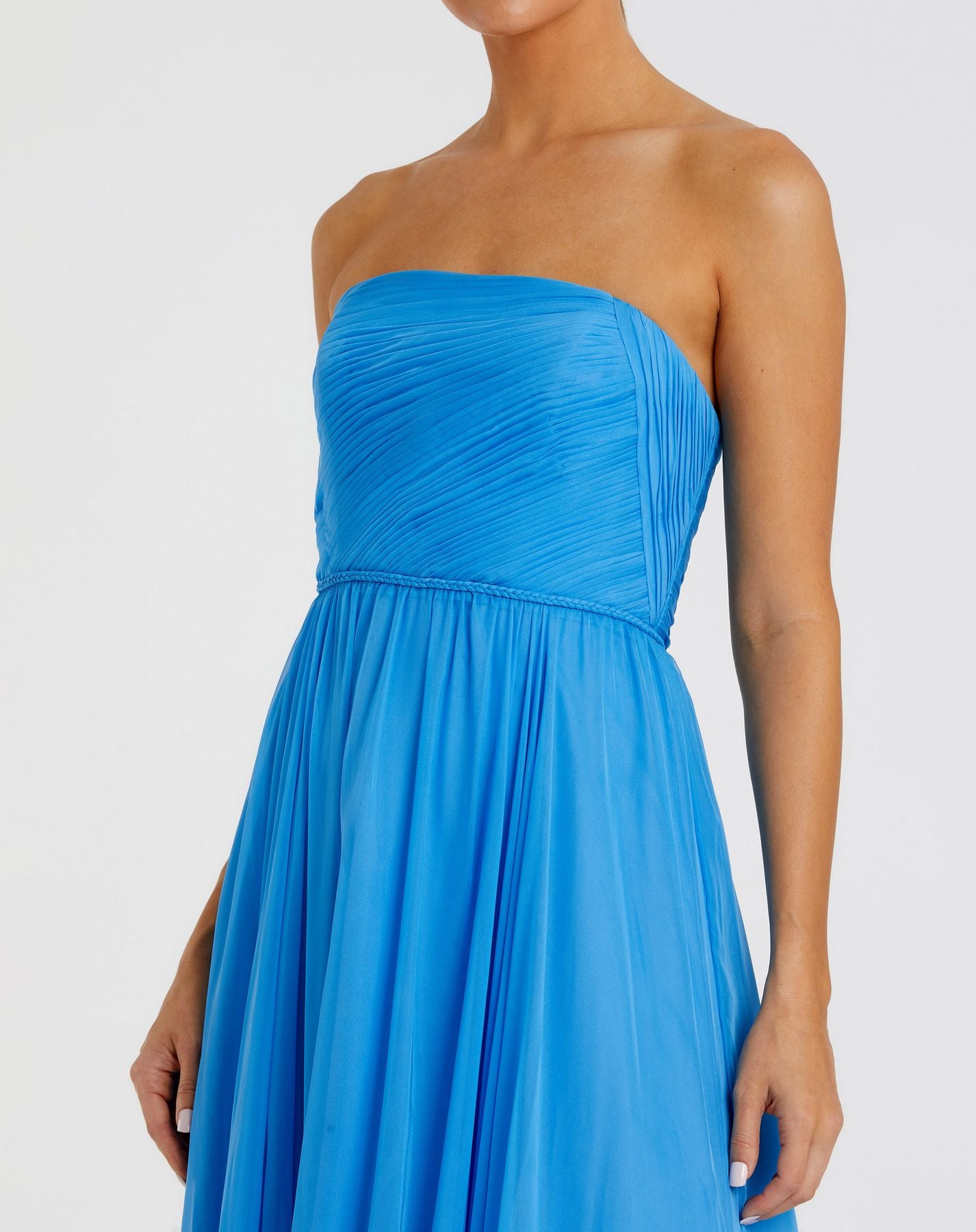 Prom Dresses Long Formal Prom Dress - Pleated A Line - Mac Duggal 68847 Turquoise-Chiffon-68847-Pleated