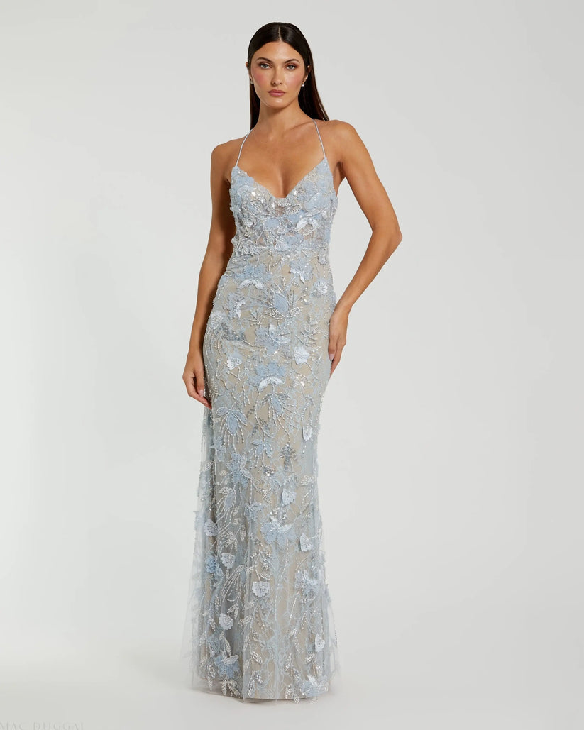 Prom Dresses Fitted Long Formal Beaded Sequin Prom Dress POWDER BLUE