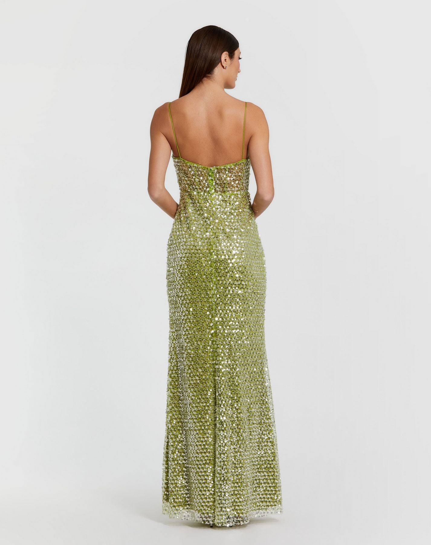 Prom Dresses Long Formal Prom Dress - Fitted Sequin - Mac Duggal 68895 Apple Green-Mesh-68895-Fitted