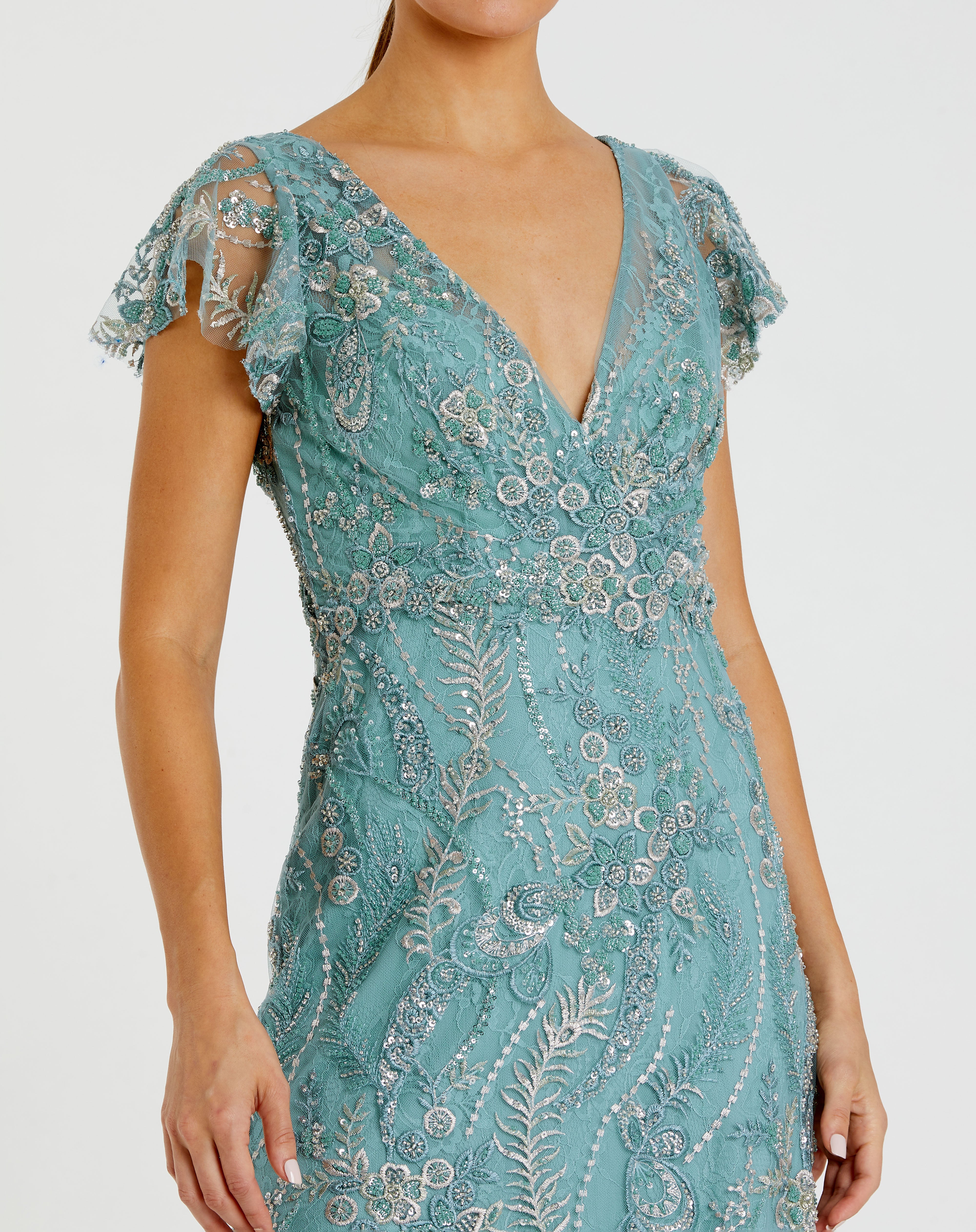 Mother of the Bride Dresses Lace Long Formal Mother of the Bride Dress Mac Duggal 68914 Seafoam