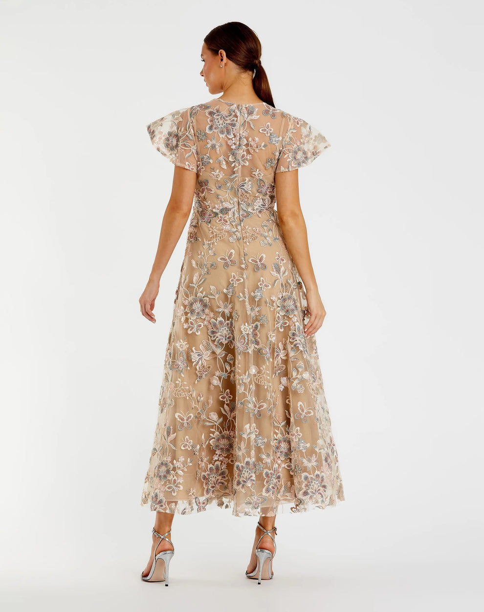 Cocktail Dresses Beaded Sequin Short Midi Cocktail Dress Mac Duggal 68920 Nude
