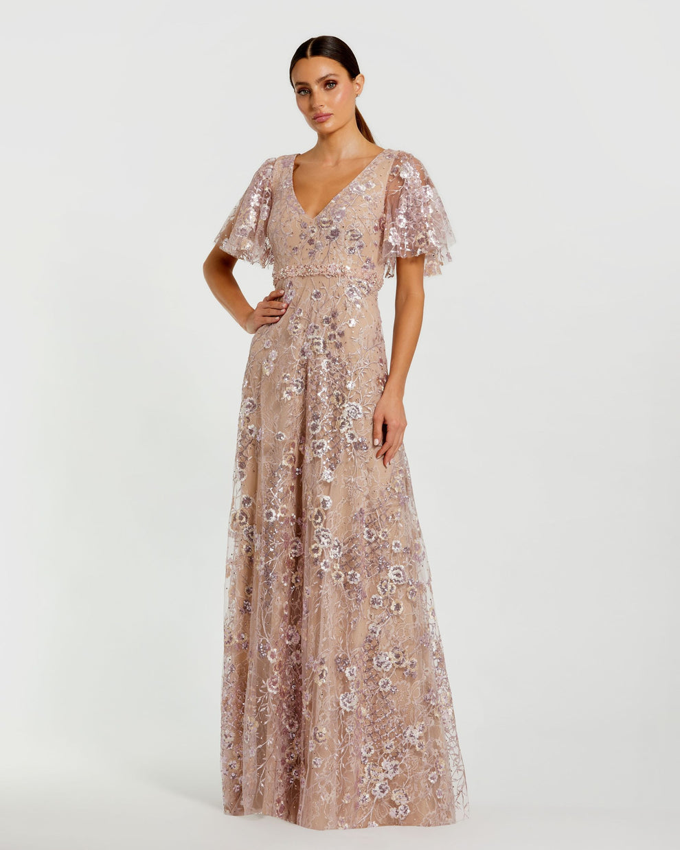 Mother of the Bride Dresses Lace A Line Beaded Long Mother of the Bride Dress Mac Duggal 68922 Rose Pink