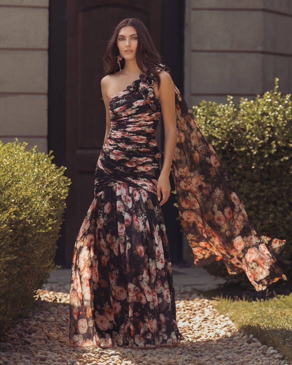 One-Shoulder Floor-Length Chiffon Prom Mermaid Mac Duggal 68993