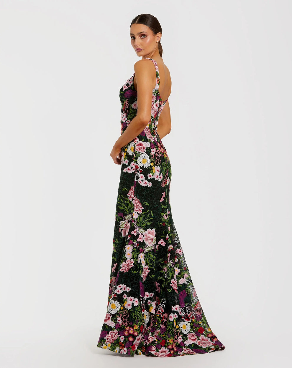 Sweetheart Mermaid Floral Embroidered Gown by Mac Duggal 69004 in Black Multi