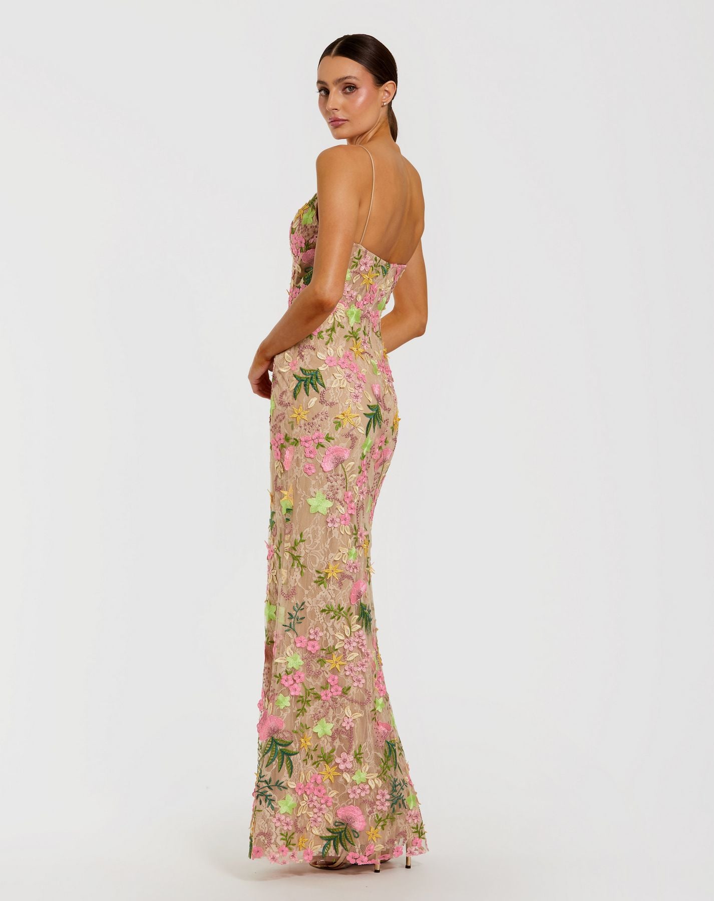 Prom Dresses Long Formal Prom Dress - Fitted - Mac Duggal 69010 Nude Multi-Mesh-69010-Fitted
