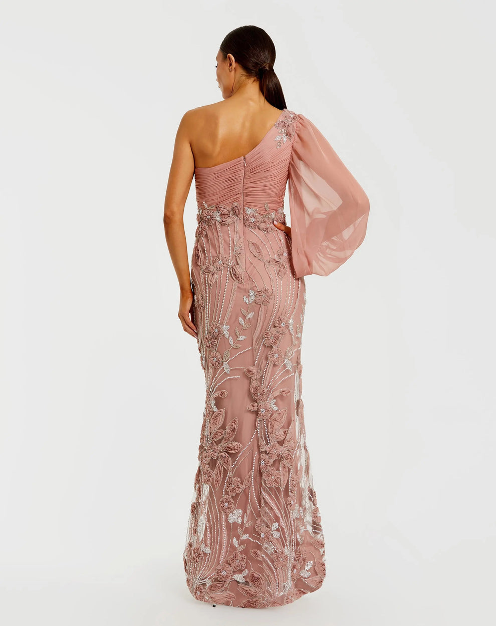 One-Shoulder Floor-Length Chiffon Occasion Mermaid Mac Duggal 9969019P