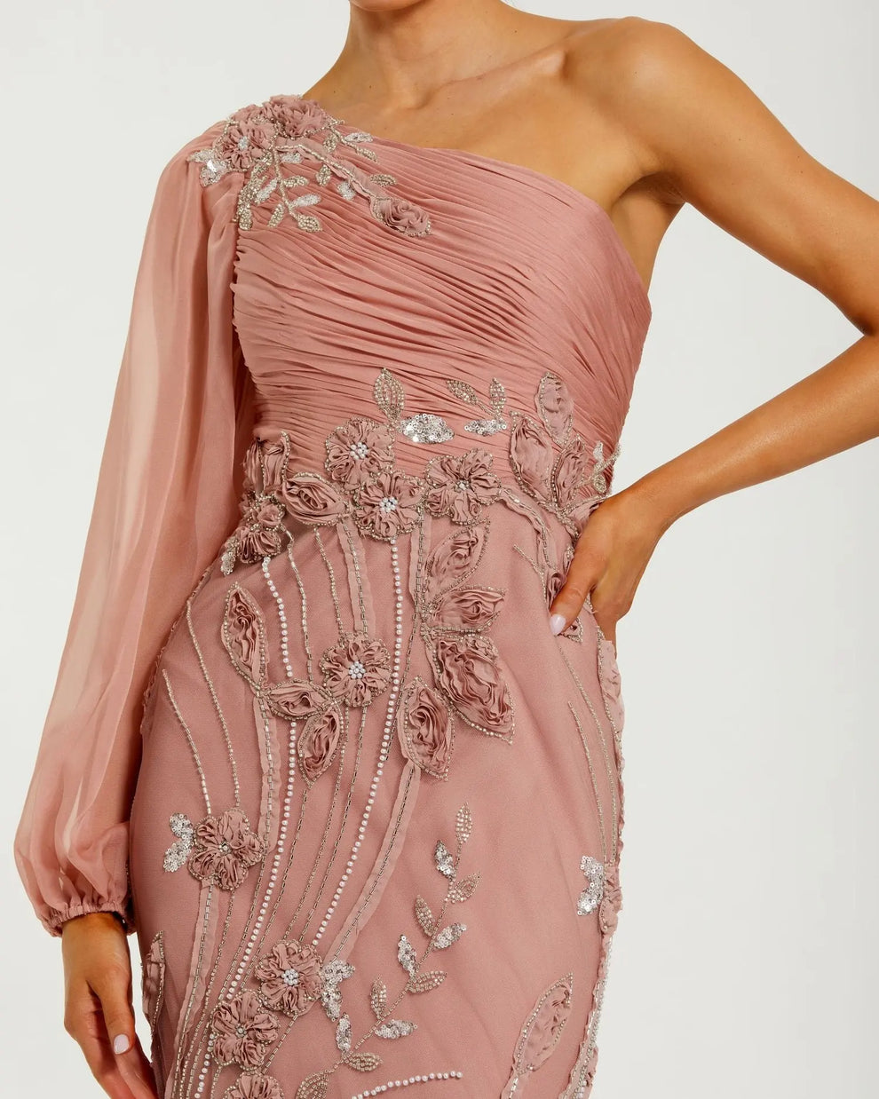 One-Shoulder Floor-Length Chiffon Occasion Mermaid Mac Duggal 9969019P