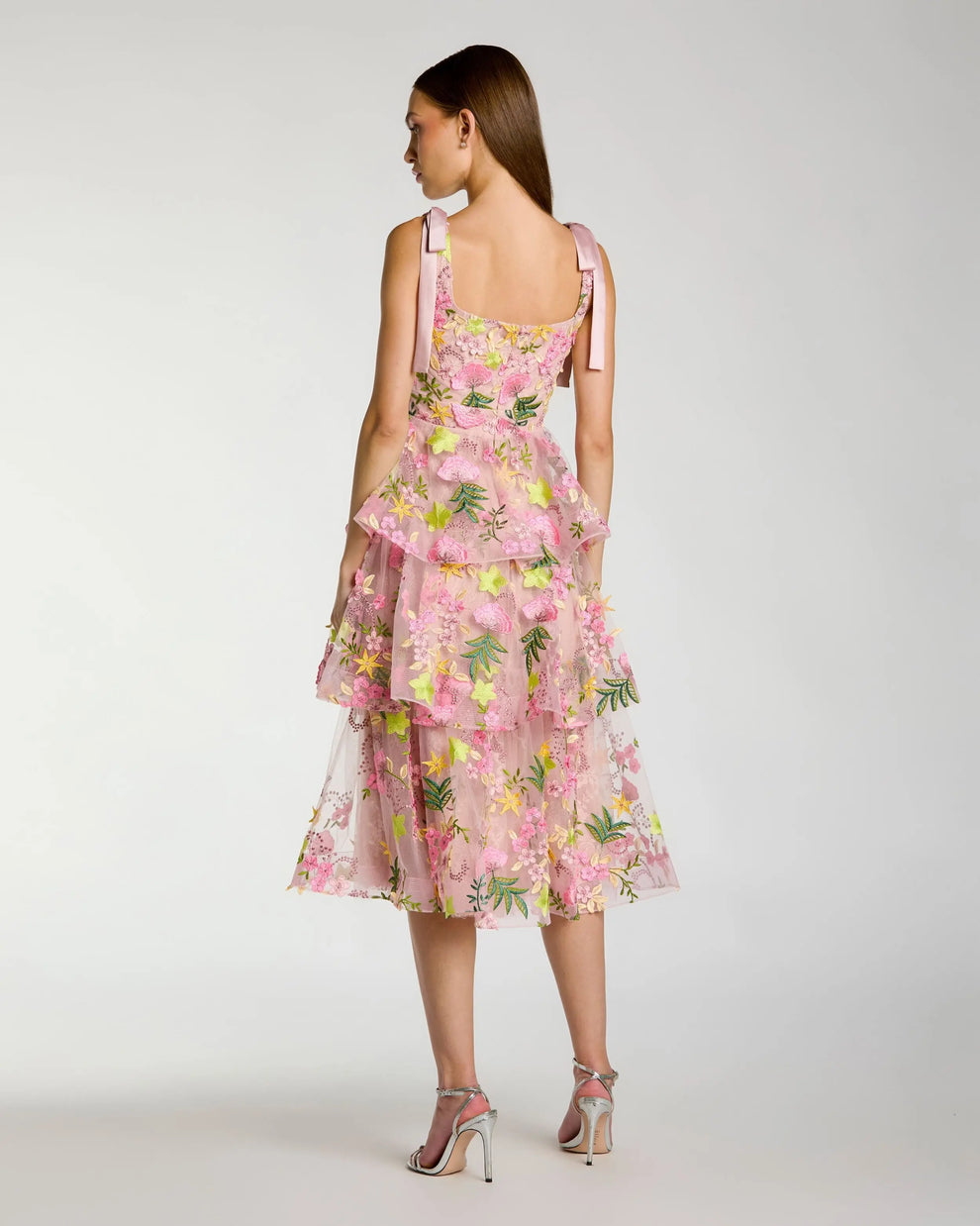 Square Midi Organza Cocktail Fit & Flare Mac Duggal 69043