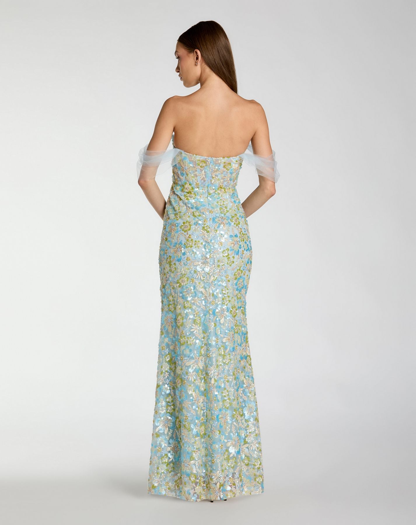 Prom Dresses Long Formal Prom Dress - Fitted Evening - Mac Duggal 69045 Powder Blue-Mesh-69045-Fitted