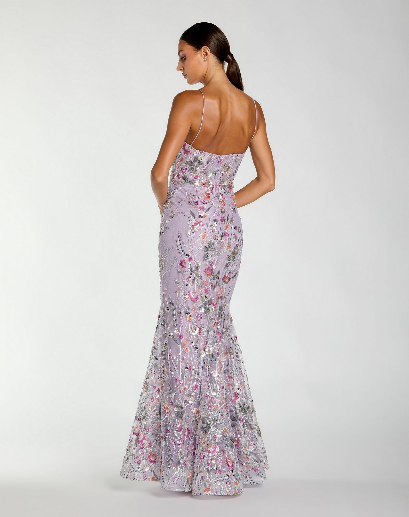 Prom Dresses Long Evening Formal Prom Dress - Fitted Sequin - Mac Duggal 69049 Lilac Multi-Mesh-69049-Sequin