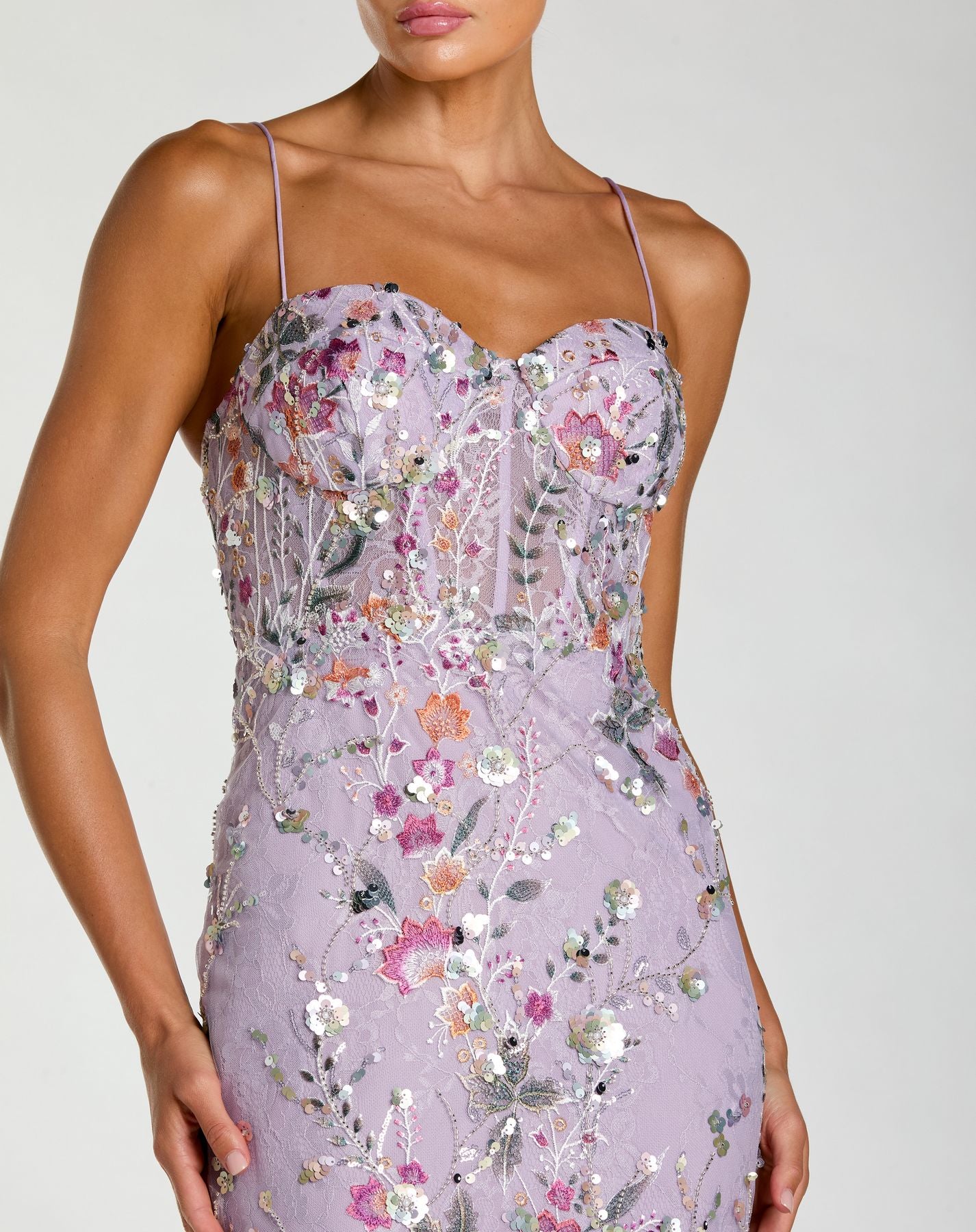 Prom Dresses Long Evening Formal Prom Dress - Fitted Sequin - Mac Duggal 69049 Lilac Multi-Mesh-69049-Sequin