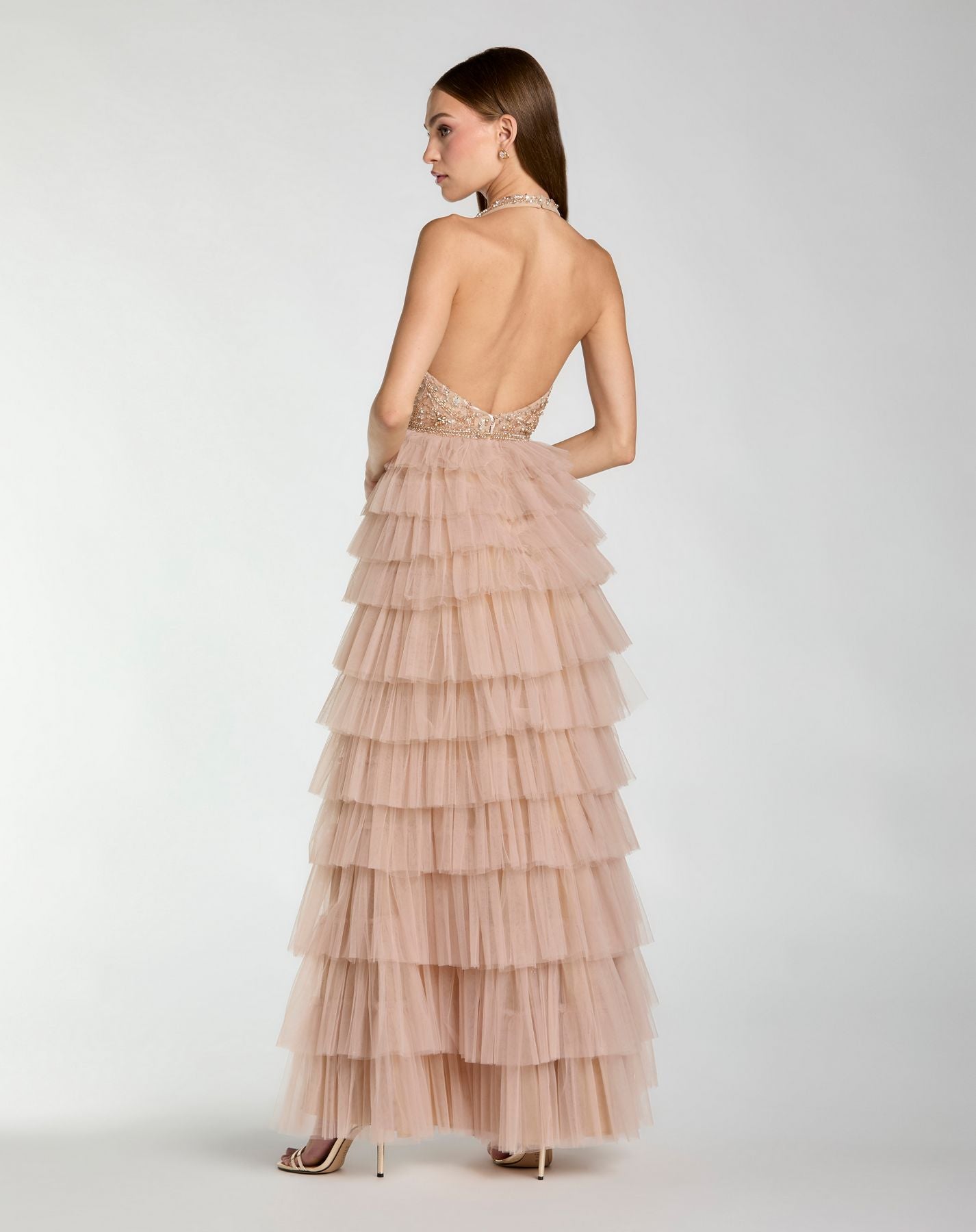 Prom Dresses High Low Formal Prom Dress - Ruffle - Mac Duggal 69062 Nude-Tulle-69062-Layered
