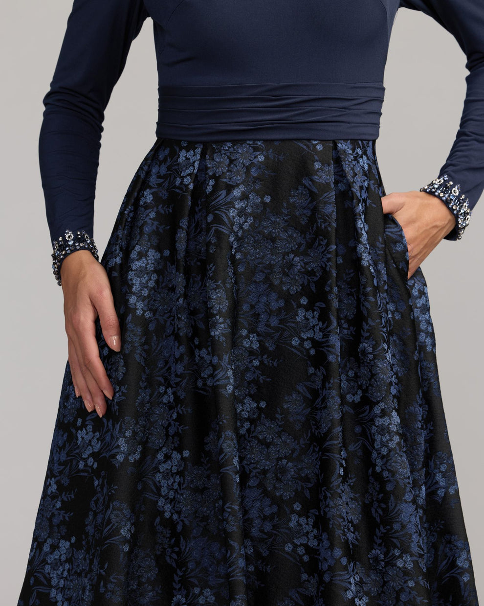 Crew High-Neck Floor-Length Satin Evening Ball Gown Mac Duggal 69082