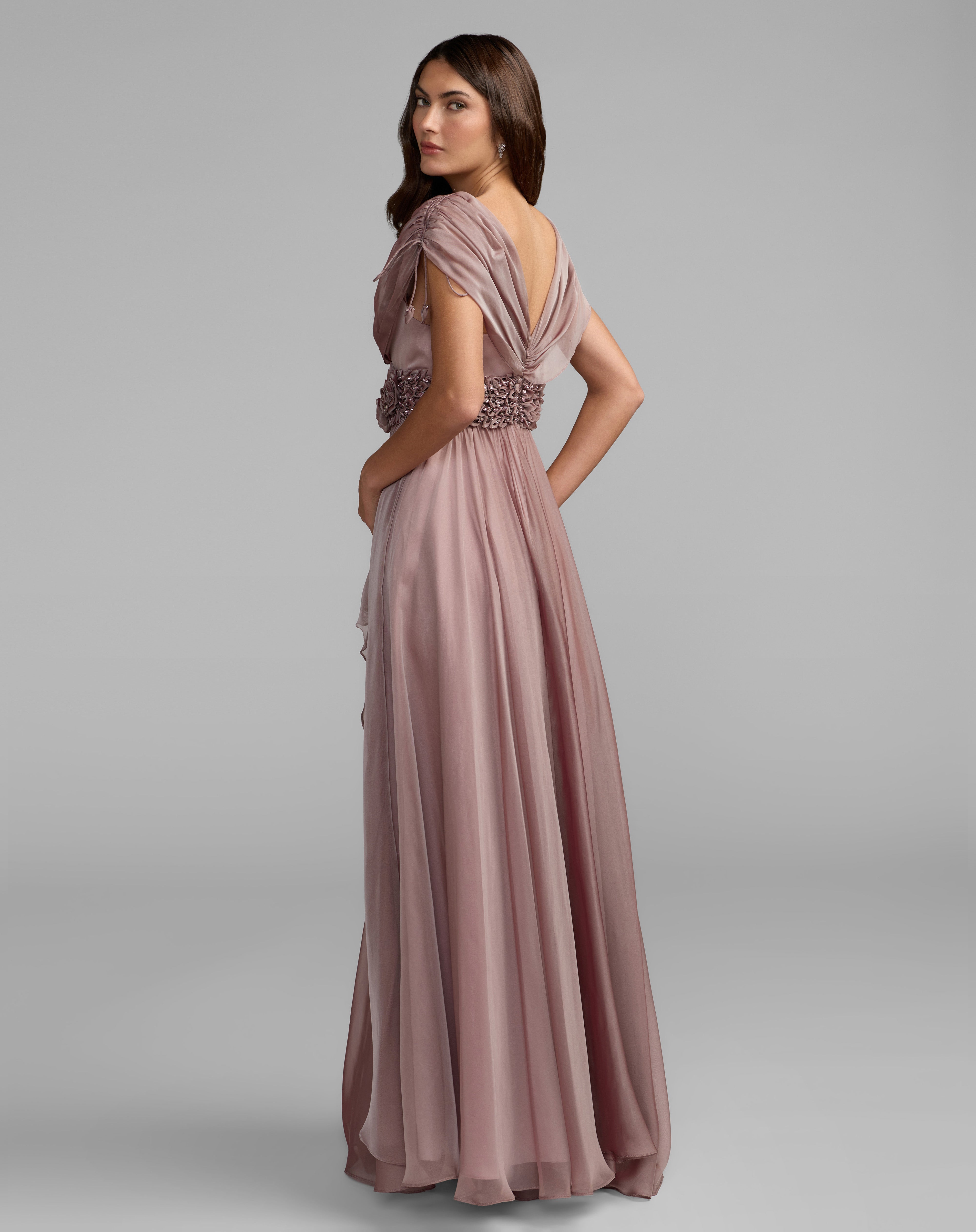 V-Neck Floor-Length Chiffon Evening A-Line Mac Duggal 69089