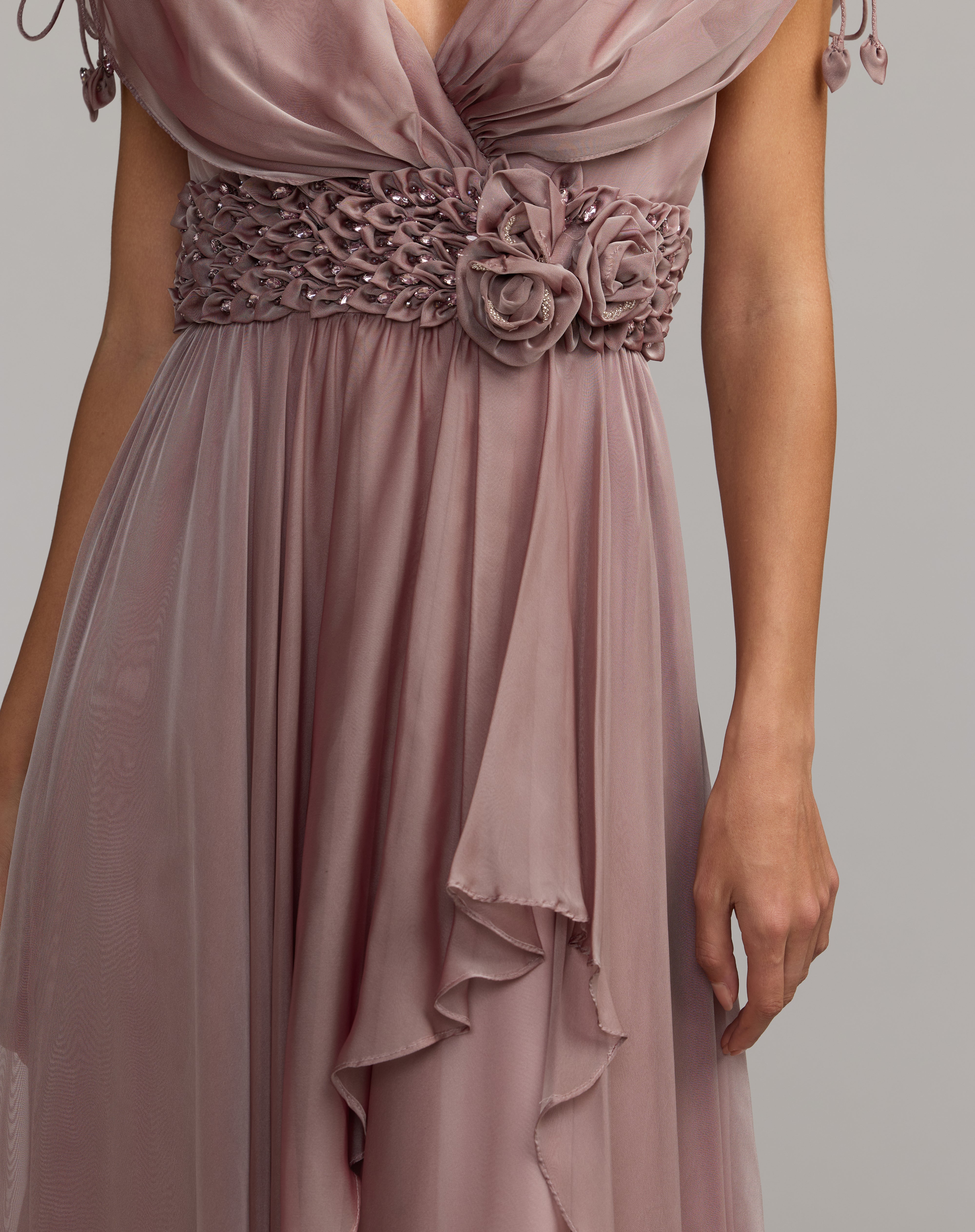 V-Neck Floor-Length Chiffon Evening A-Line Mac Duggal 69089