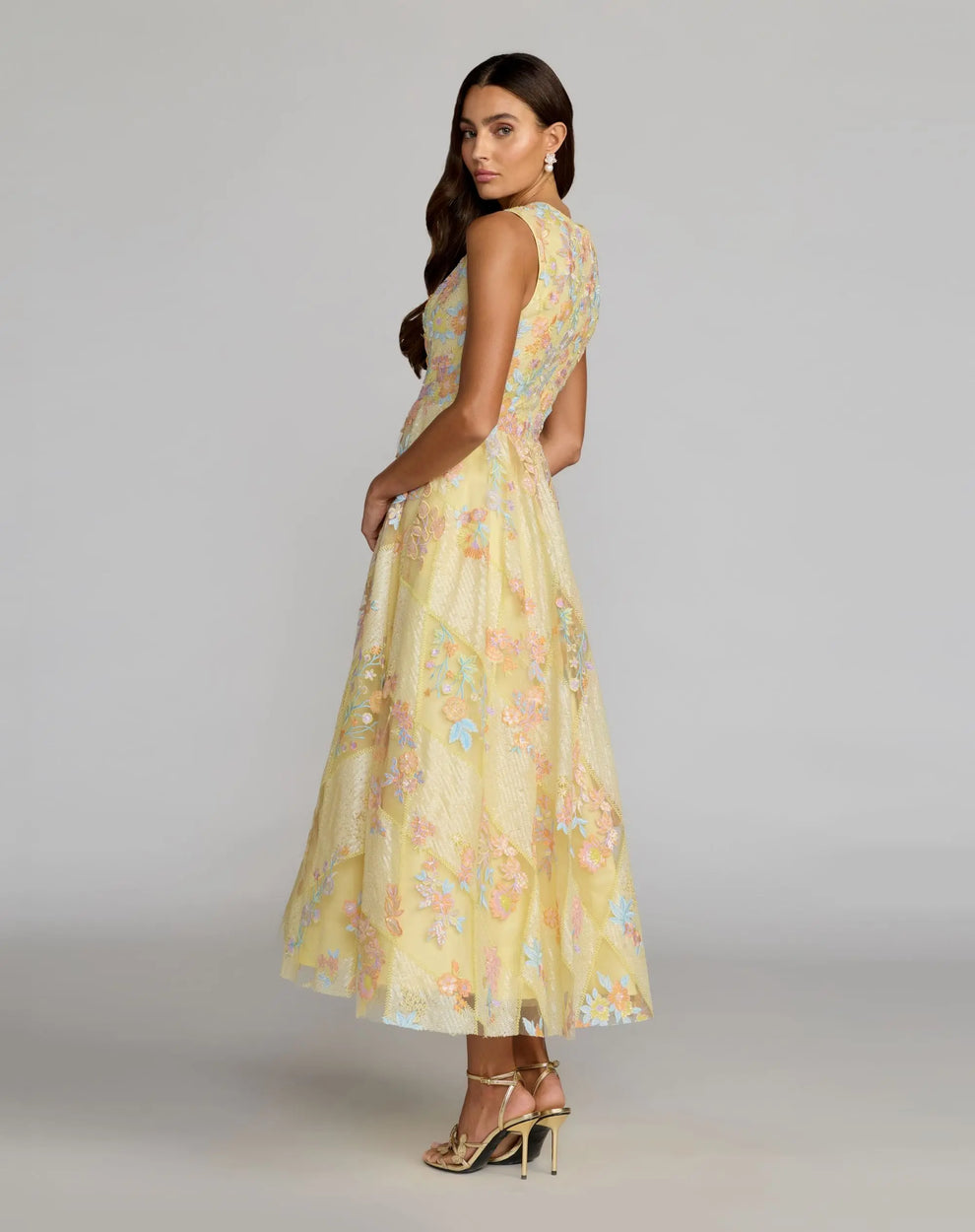 Crew/High-Neck Tea-Length Tulle Formal A-Line Mac Duggal 69111