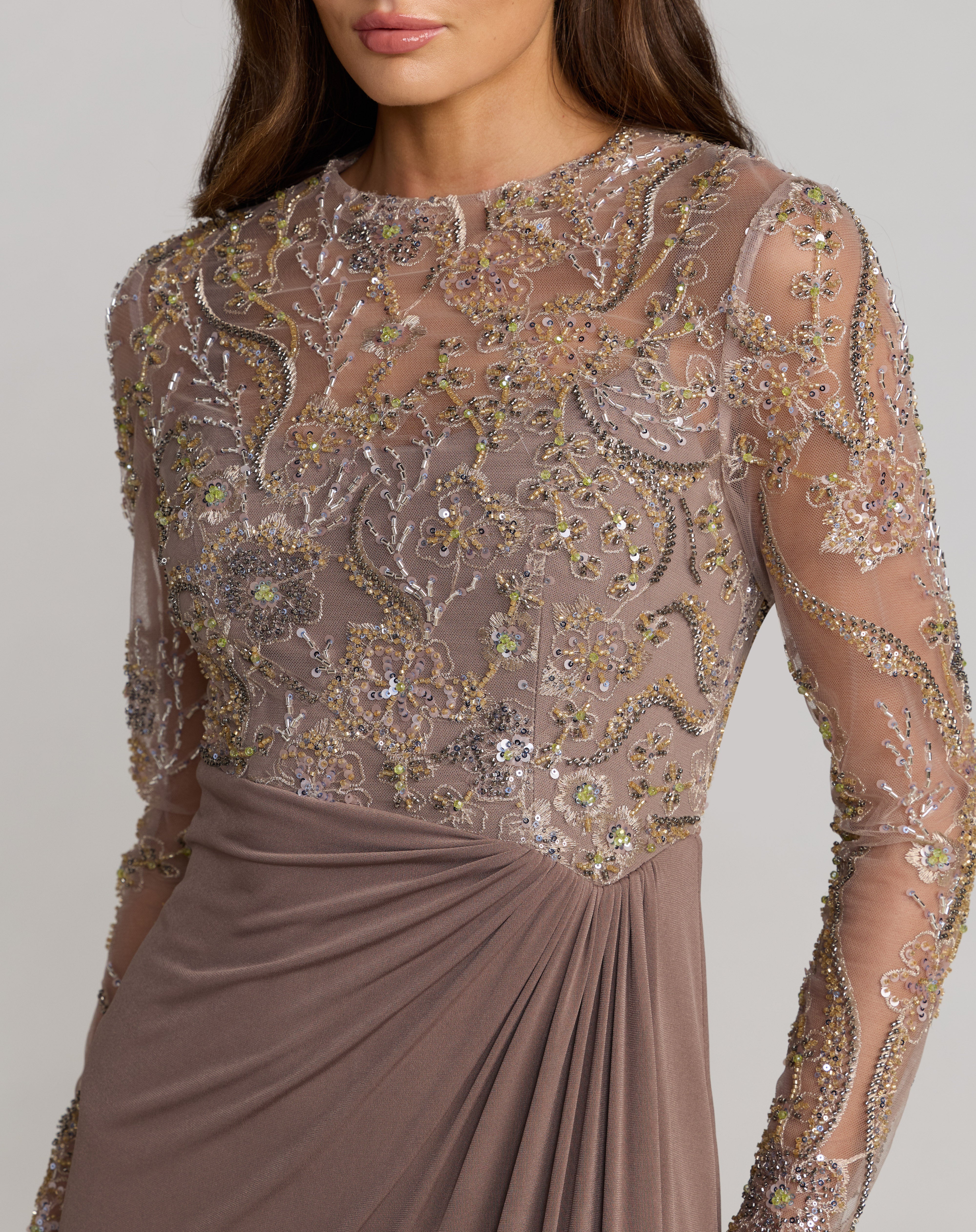 Illusion Floor-Length Jersey Evening Mermaid Mac Duggal 69121