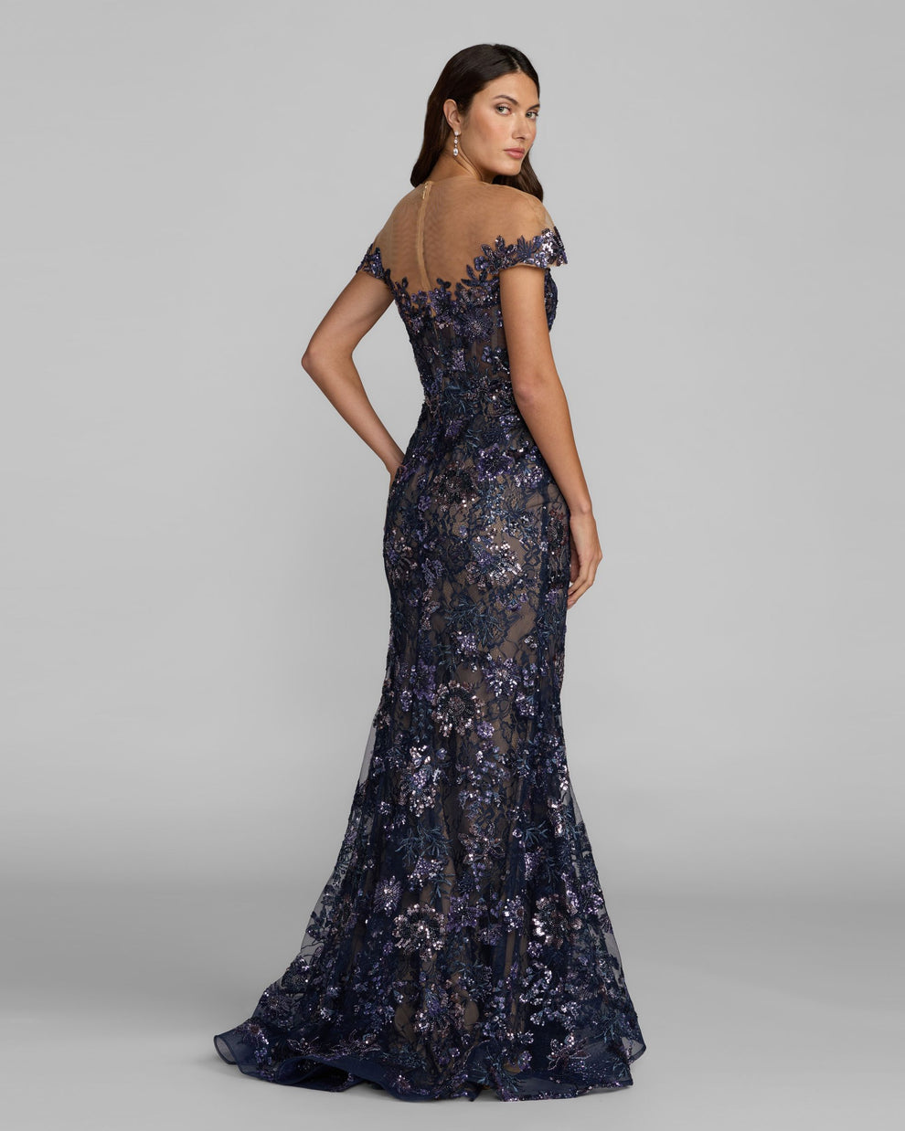 Off-the-Shoulder Floor-Length Lace Formal Mermaid Mac Duggal 69139