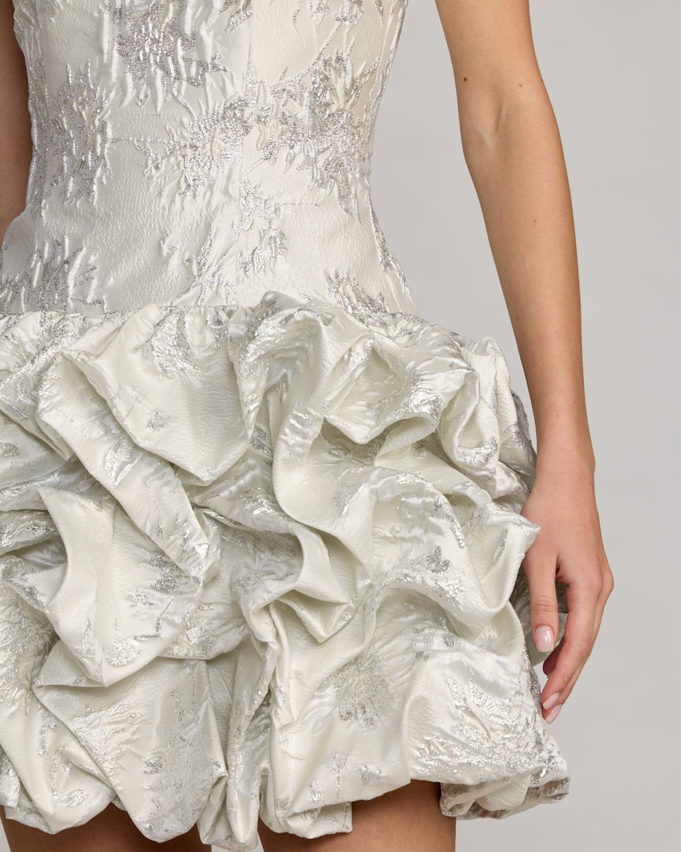 Strapless Curved Neck Mini/Short Satin Cocktail Fit & Flare Mac Duggal 69145