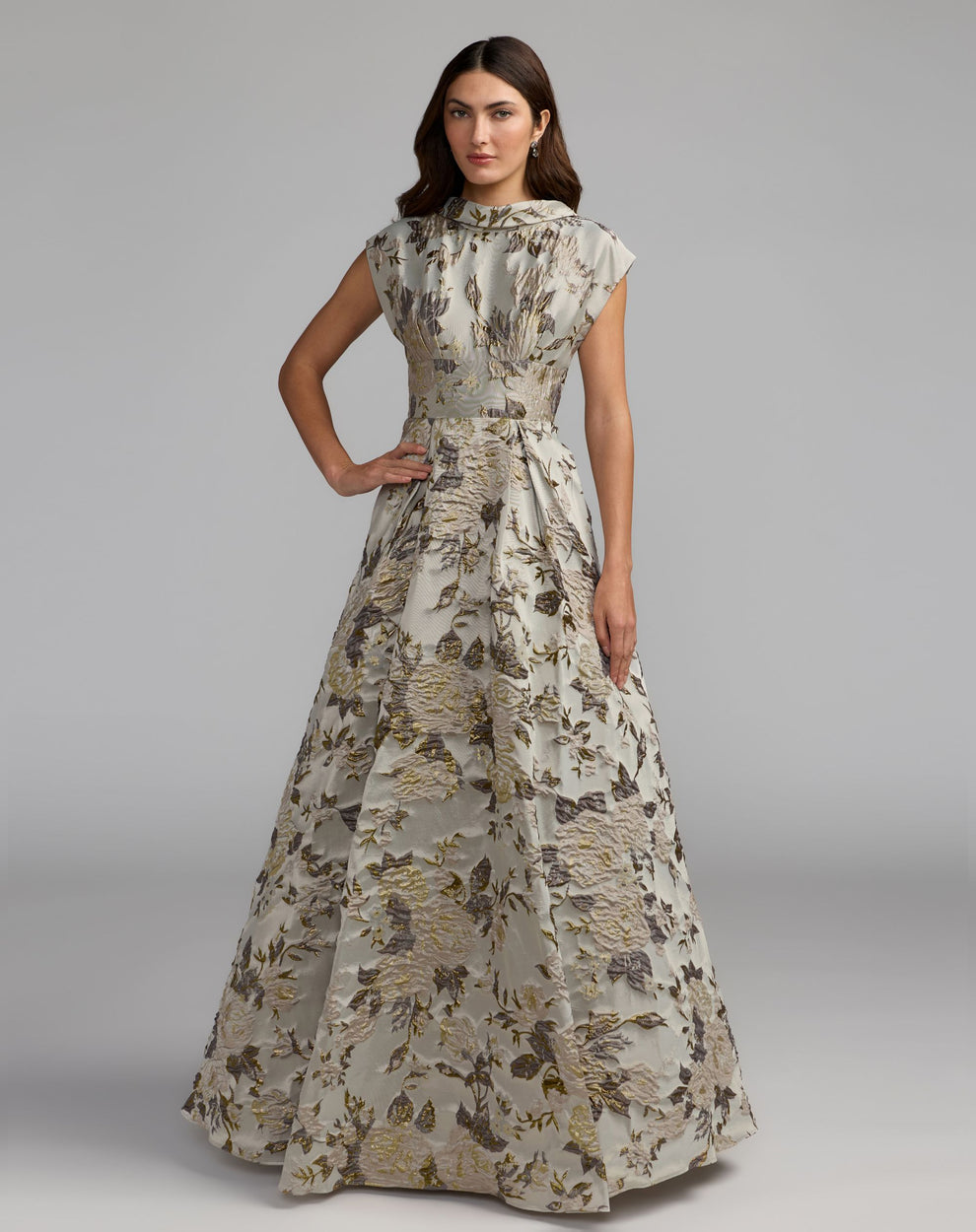 Crew High-Neck Floor-Length Organza Evening Ball Gown Mac Duggal 69161