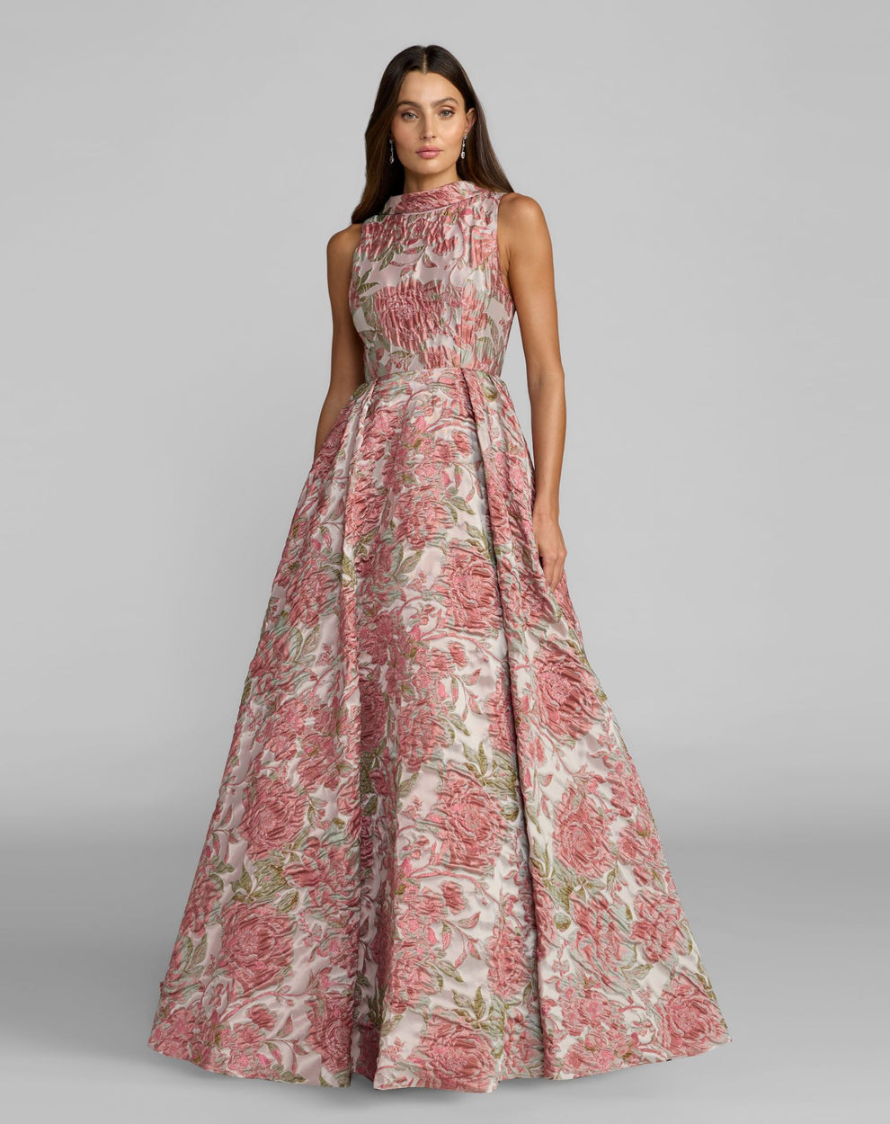Crew/High-Neck Floor-Length Mikado Formal A-Line Mac Duggal 69177
