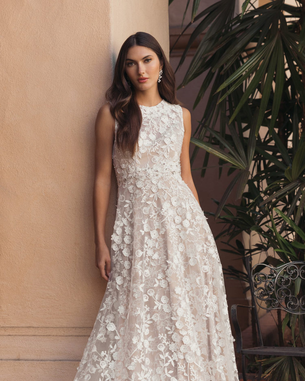 Cocktail Dresses Floral Midi A Line Lace Cocktail Dress Mac Duggal 69192 Ivory Nude