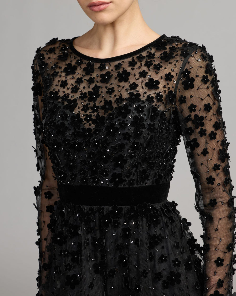 Crew/High-Neck Floor-Length Tulle Formal Ball Gown Mac Duggal 69200
