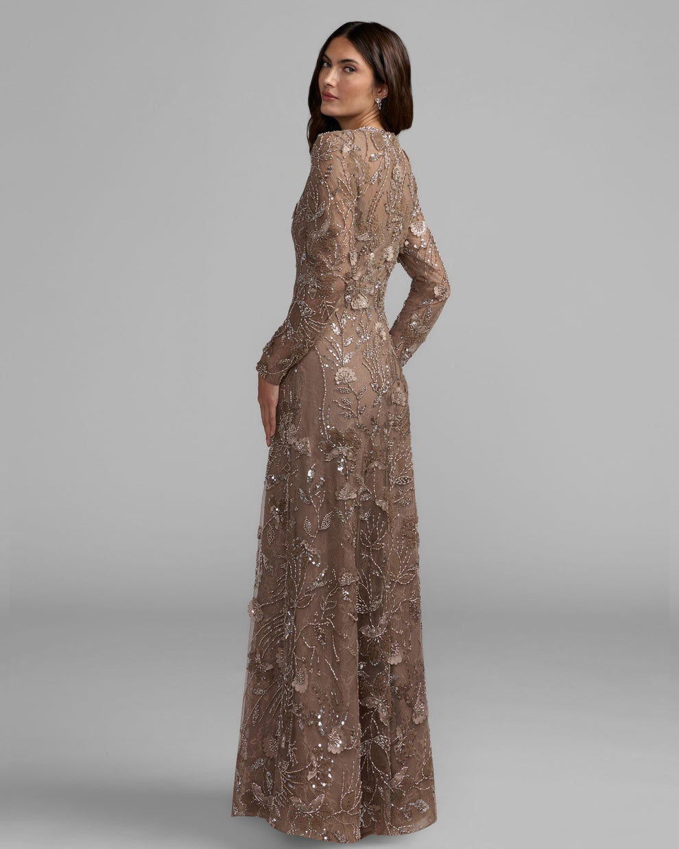 Crew High-Neck Floor-Length Sequin Evening Sheath Mac Duggal 69231