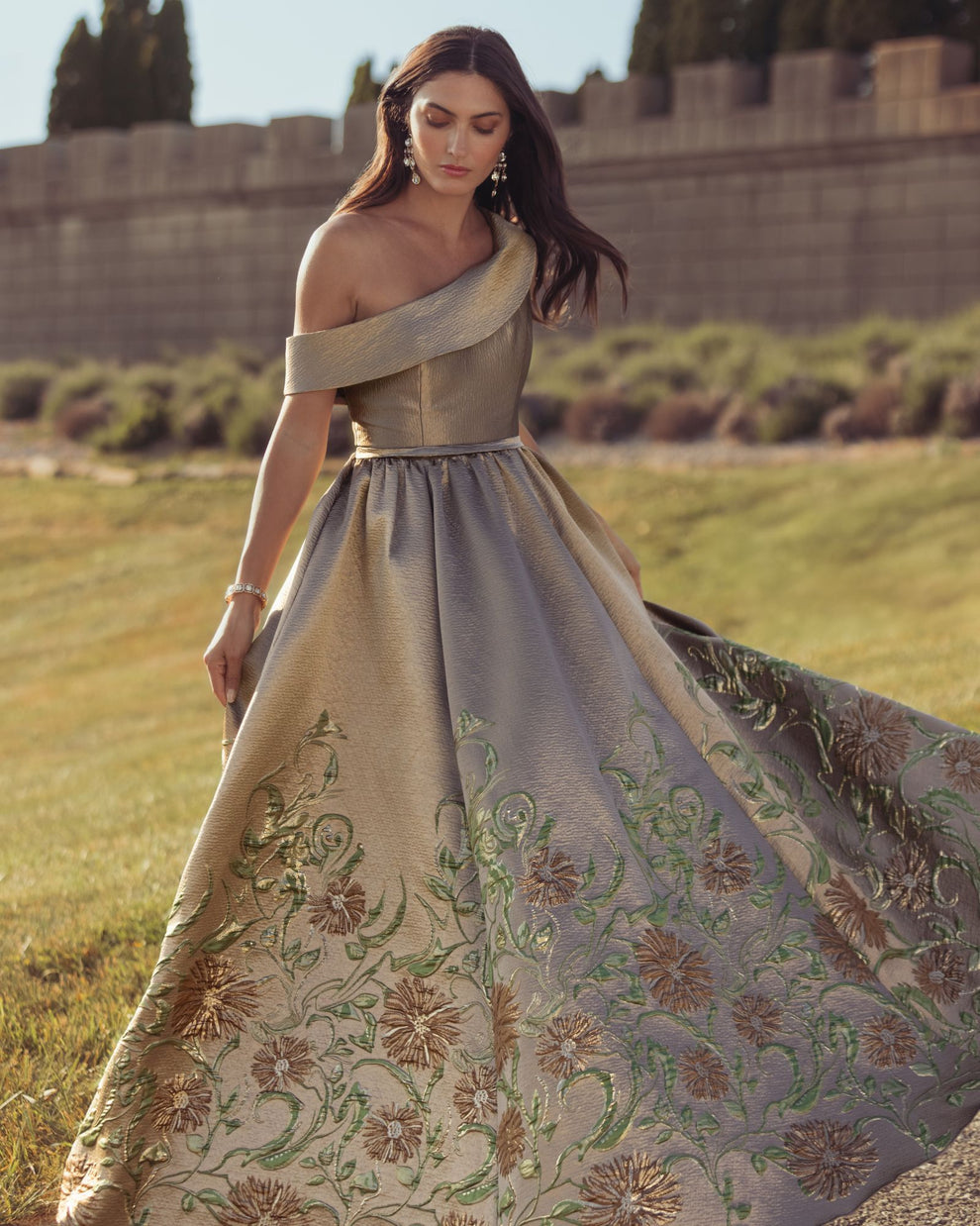 One-Shoulder Floor-Length Satin Formal Ball Gown Mac Duggal 69237
