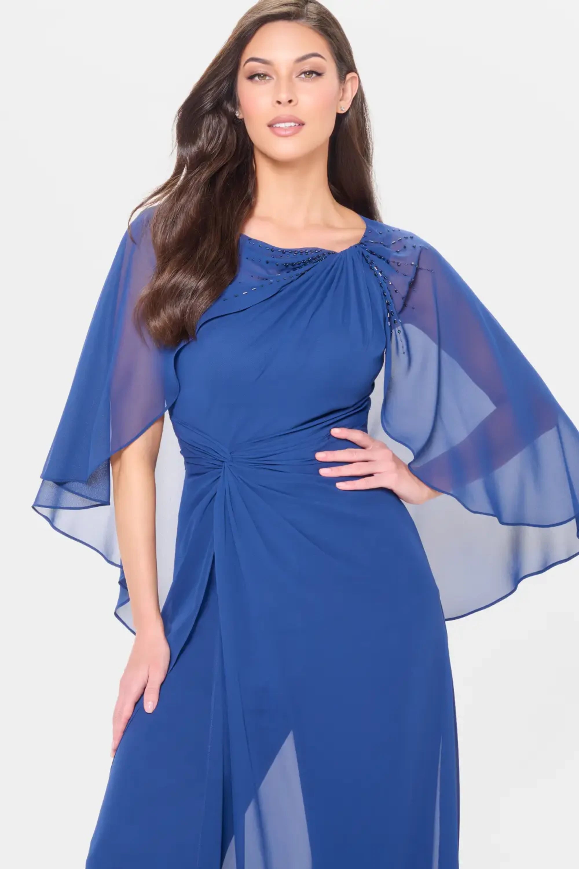 Formal Dresses Long Three Piece Set Beaded Formal Evening Dress Blue Willow