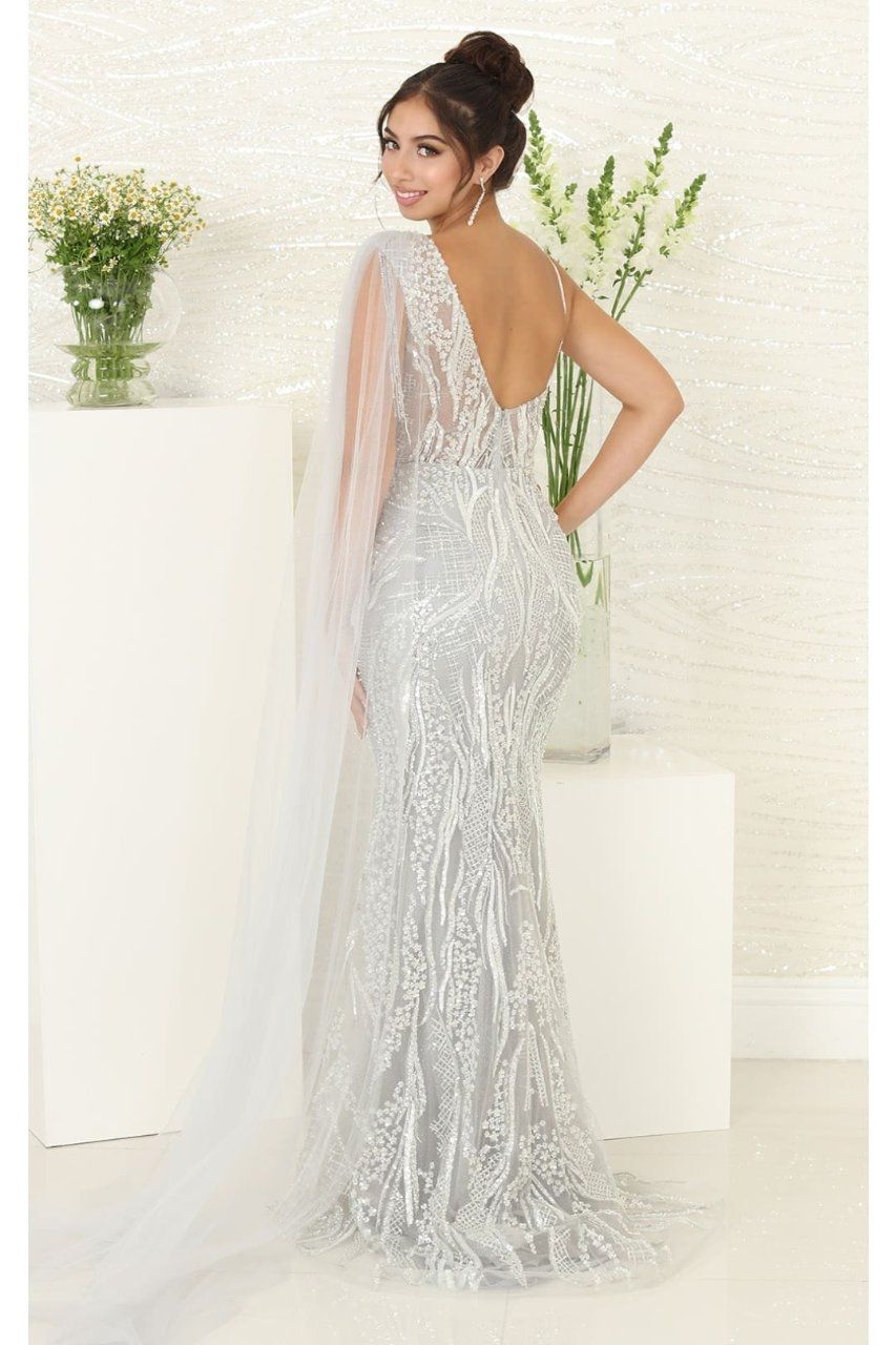 V-Neck Floor-Length with Train Sequin Prom Mermaid/Trumpet May Queen RQ8066