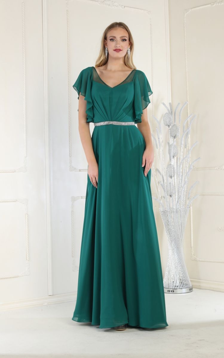 Illusion Floor-Length Chiffon Evening A-Line May Queen 1972