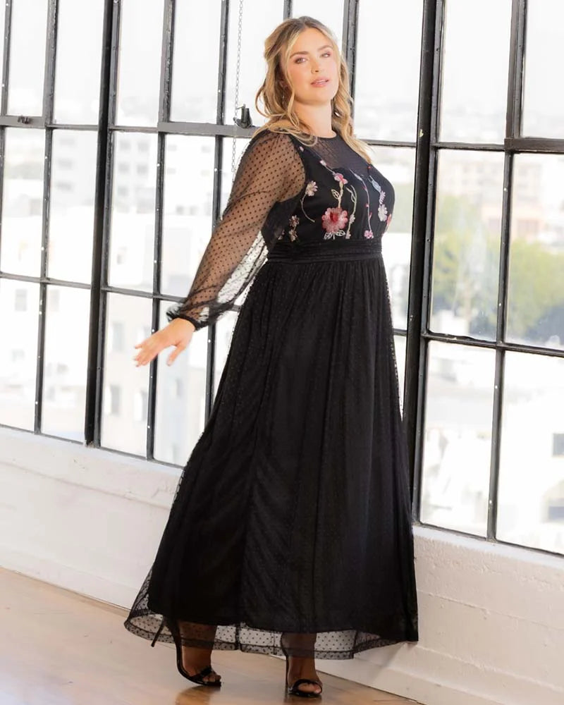 Plus Size Dresses Long Sleeve Formal Mother of the Bride A Line Plus Size Dress Kiyonna 12253605 Bordeaux Blooms