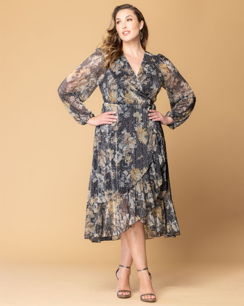 Plus Size Dresses Metallic Short High Low Glitter Plus Size Cocktail Dress Kiyonna 13232811 Gilded Florals