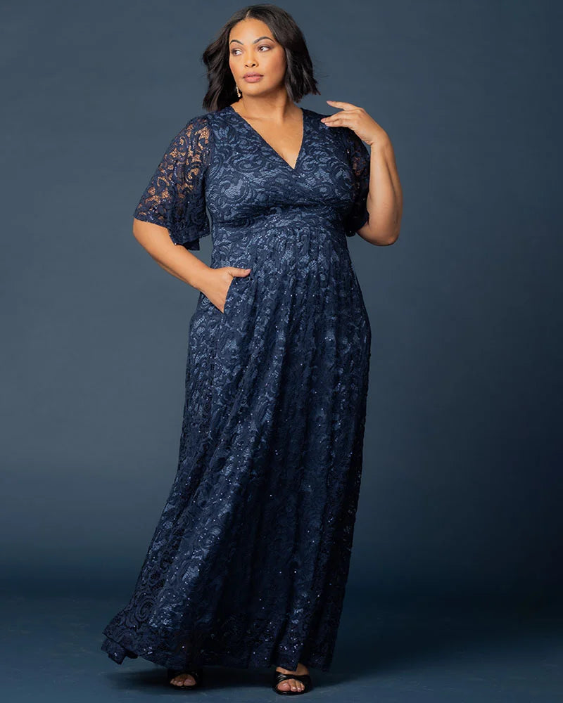 Plus Size Dresses Sequin Lace Long Formal Plus Size Dress Kiyona 13242507 Nocturnal Navy