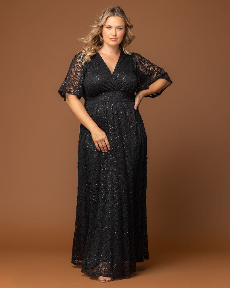 Plus Size Dresses Sequin Lace Long Formal Plus Size Dress Kiyona 13242507 Onyx