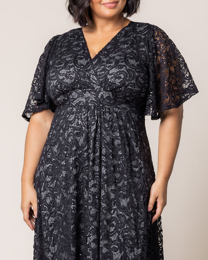 Plus Size Dresses Sequin Lace Long Formal Plus Size Dress Kiyona 13242507 Storm Grey