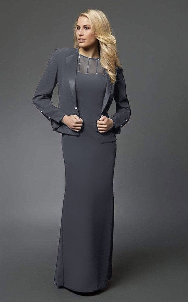 Alexander by Daymor 702105 Beaded Illusion Sheath Dress with Jacket