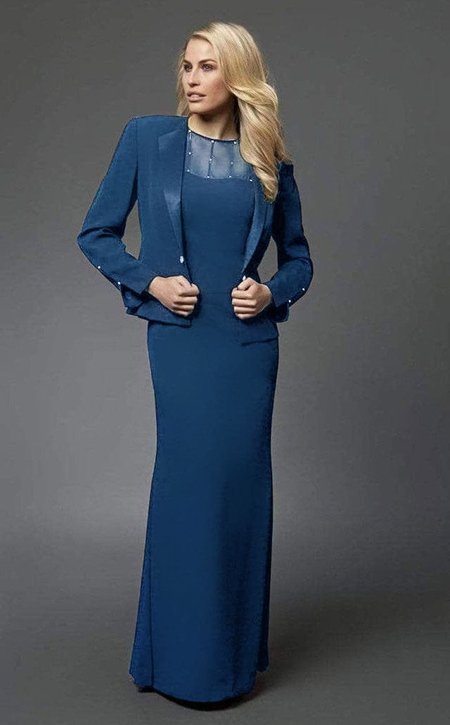 Alexander by Daymor 702105 Beaded Illusion Sheath Dress with Jacket