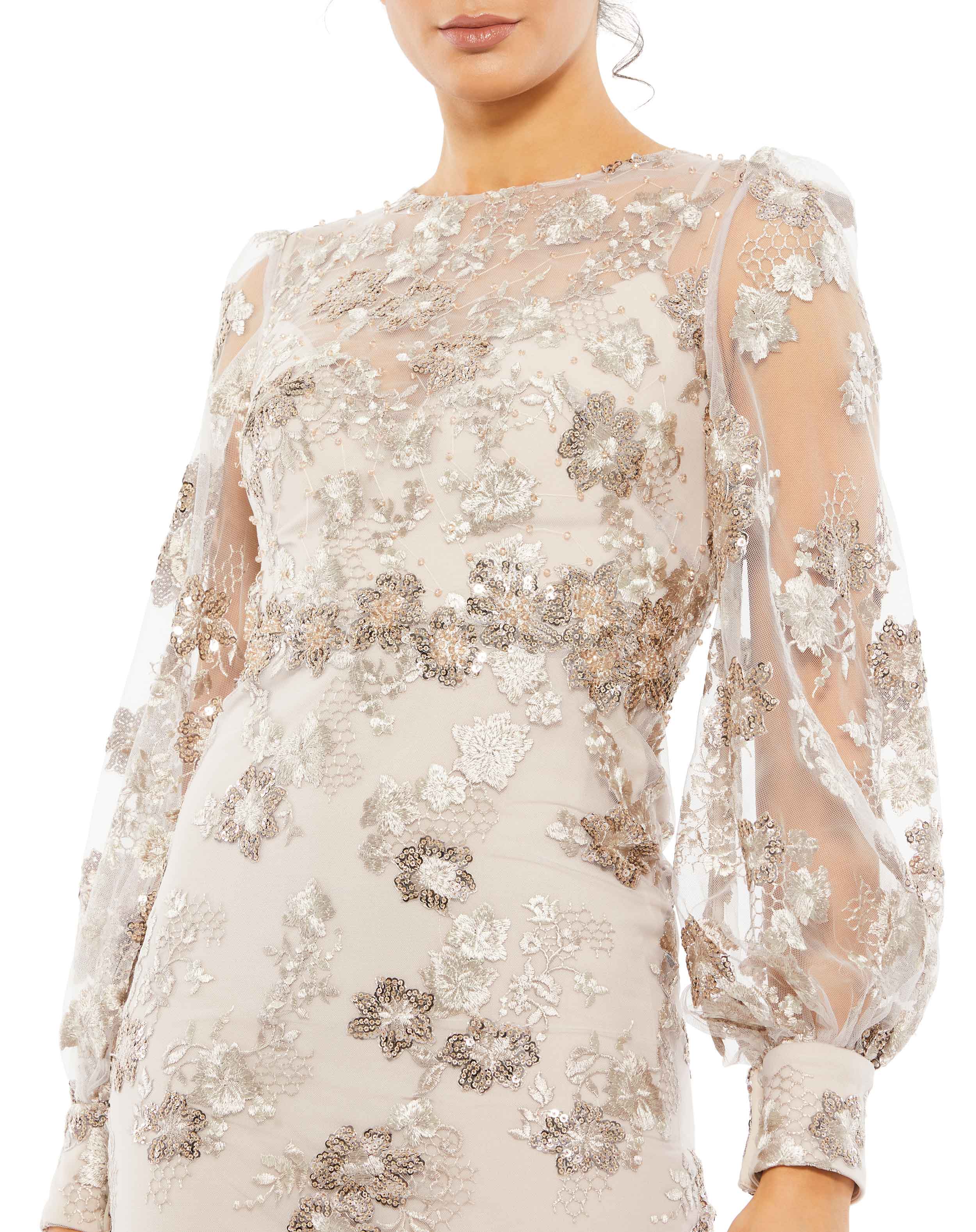 Cocktail Dresses Formal Long Sleeve Midi Dress Mocha