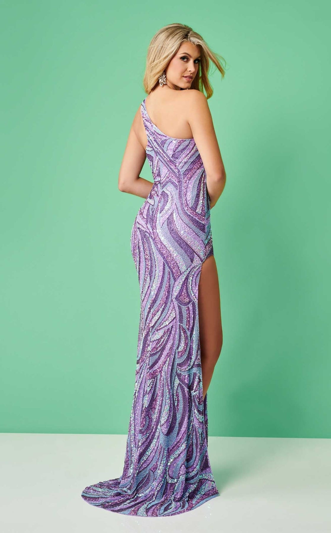 Prom Dresses Slit Sequin Formal Long Prom Dress Rachel Allan 70294 Lilac Multi